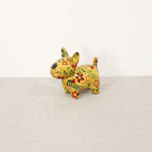 Tirelire Chien Fleuri Jaune