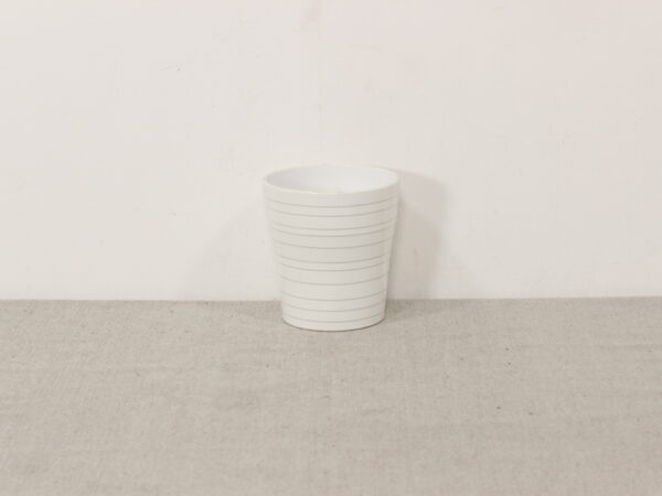 Cache-pot 9cm blanc ligné