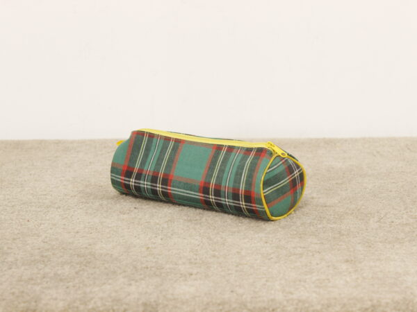 Trousse/Plumier motifs tartan vert