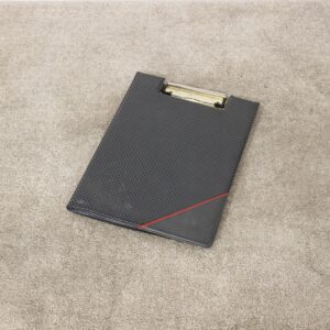 Porte-bloc en cuir gris