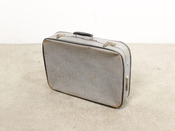 Valise Ancienne Grise en Tissu